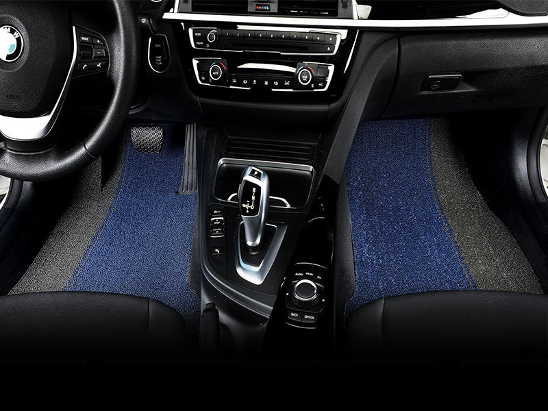 Car mat blue bottom and gray edge