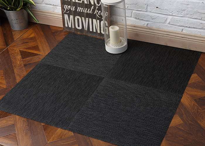 Black Straight Edge Woven Floor Mats-02