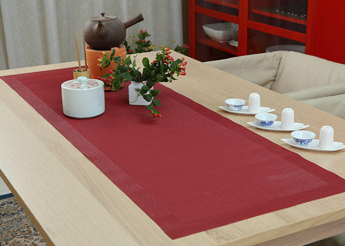 Pure Red Washable Cotton Table Runner