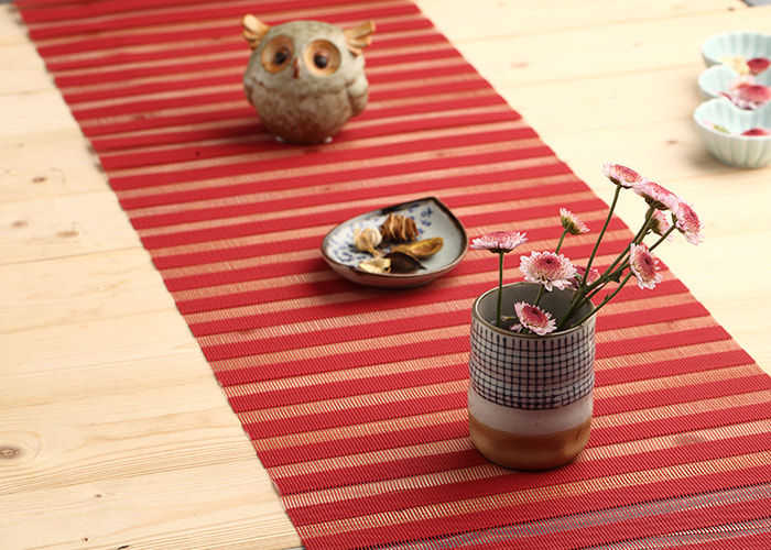 Red Striped Mesh Table Runner